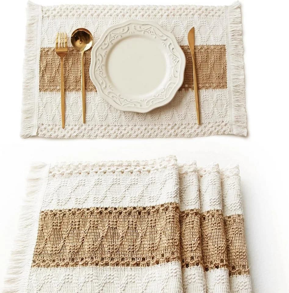 FOUORTUNATE-BEE Platzset 4er Set Boho Makramee Landhausstil - Bild 2