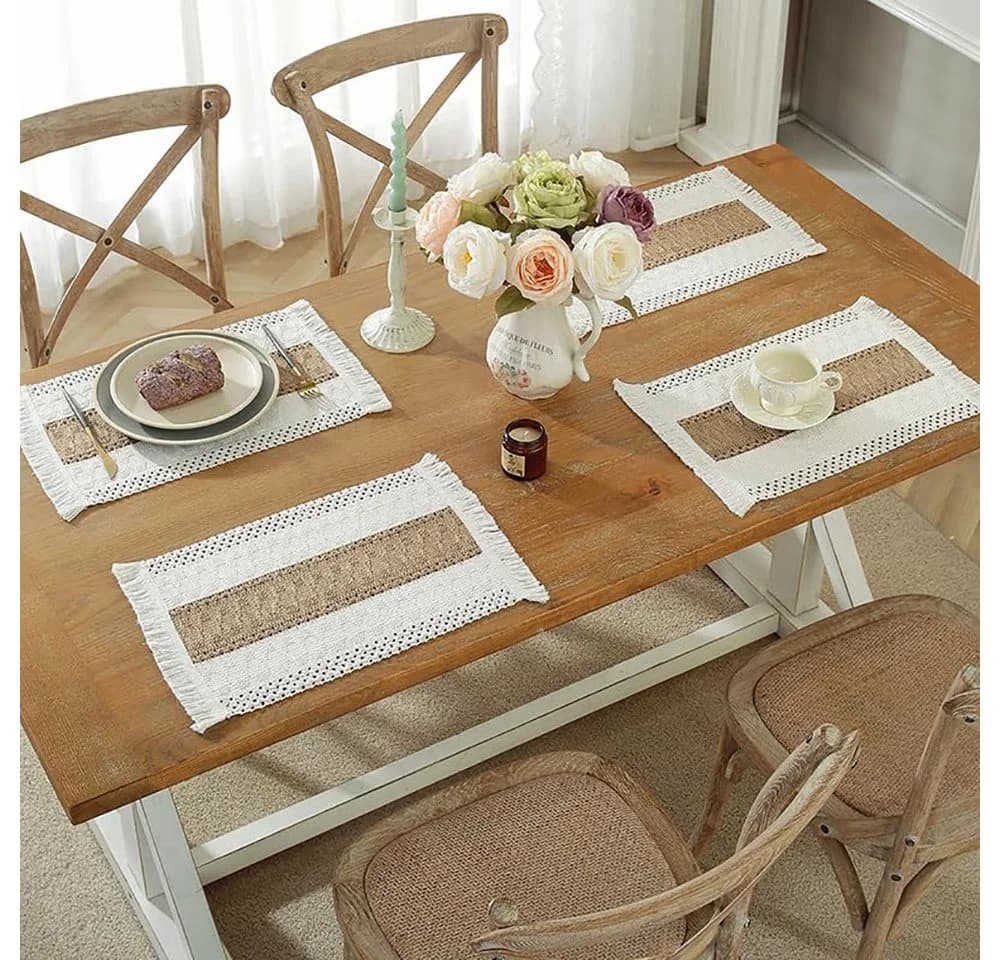 FOUORTUNATE-BEE Platzset 4er Set Boho Makramee Landhausstil - Bild 5