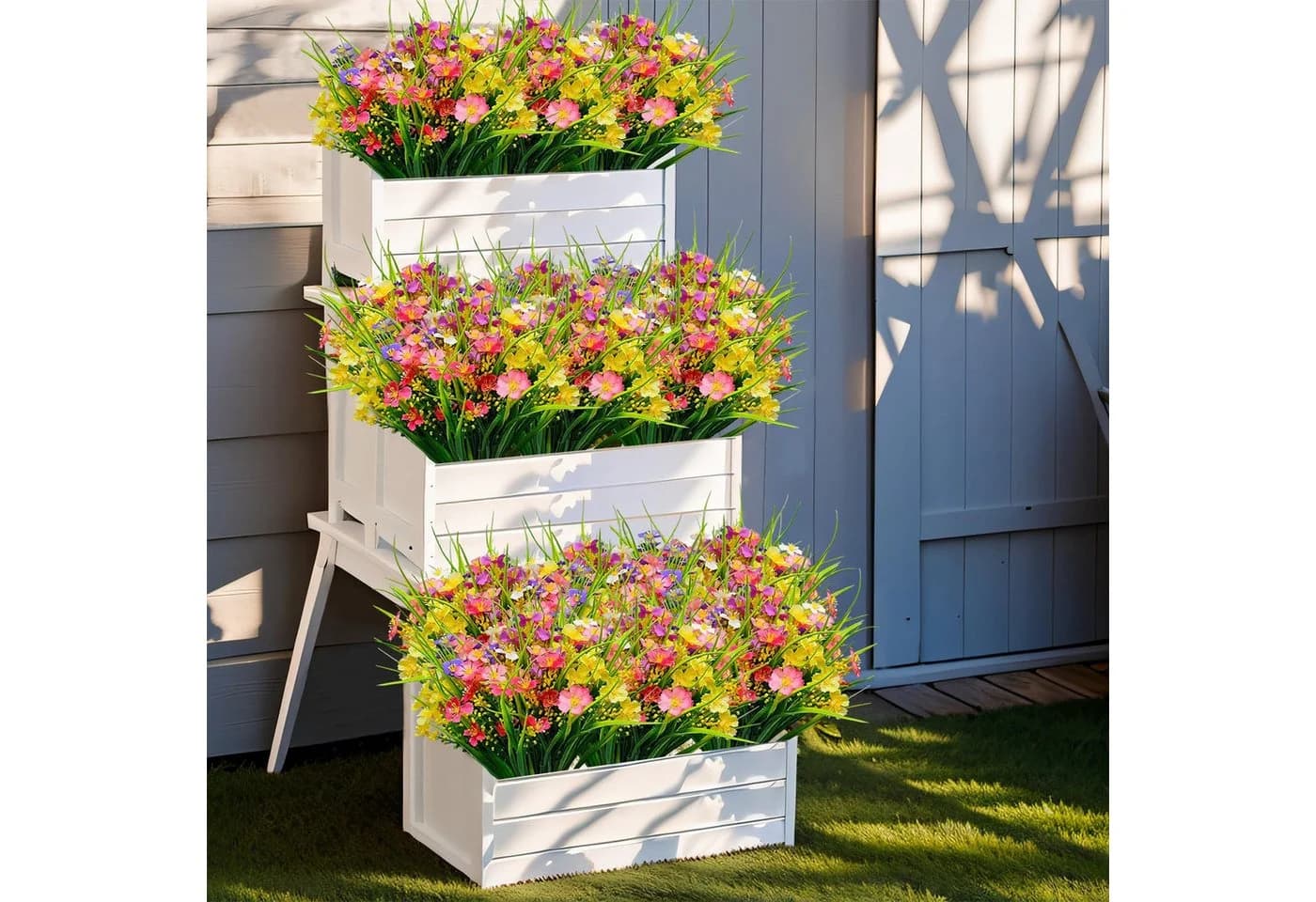 FOUORTUNATE-BEE Kunstblumen 12 Bündel Bunt Wetterfest Deko - Bild 4