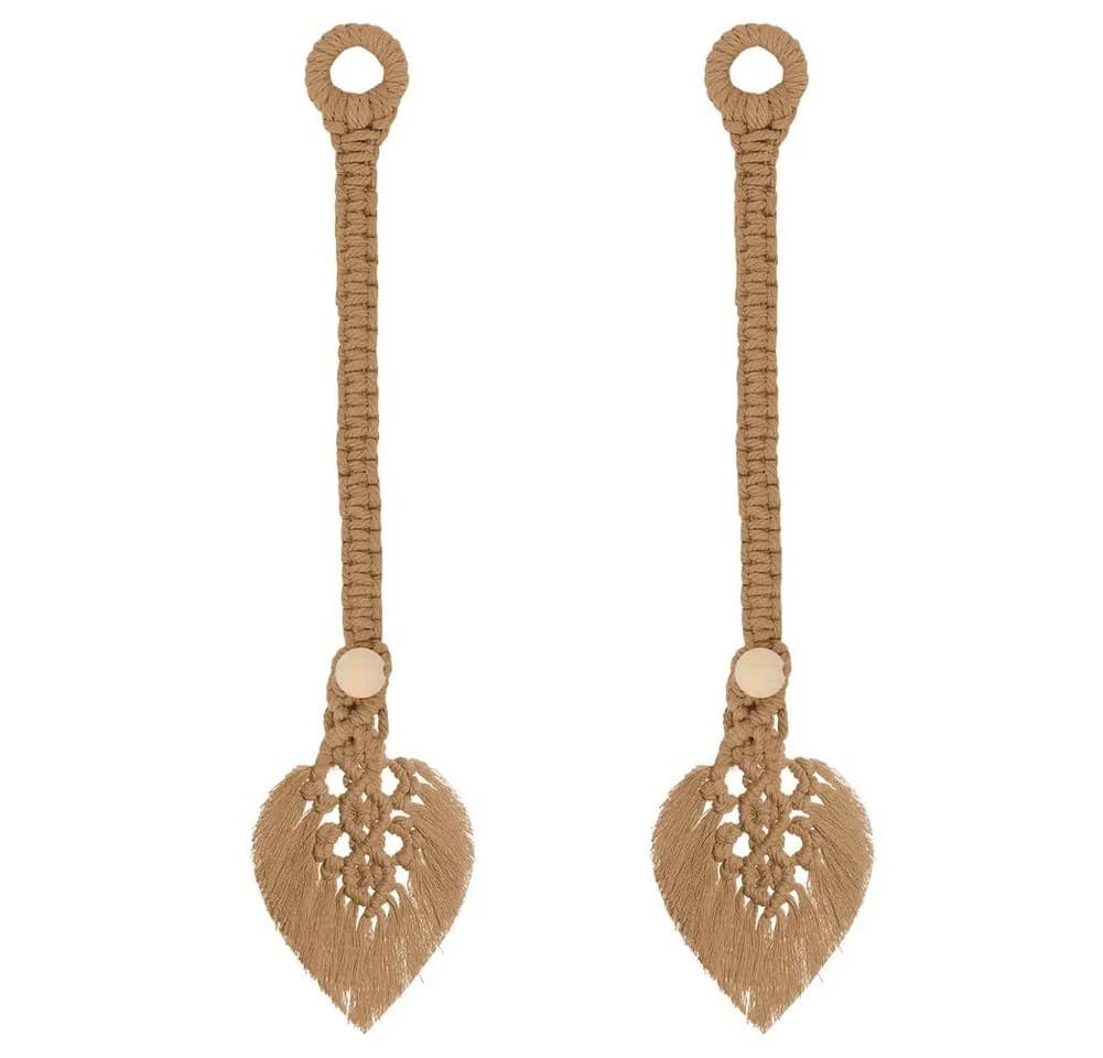 FOUORTUNATE-BEE Raffhalter 2 Stück Braunes Boho Vorhangband mit Quasten