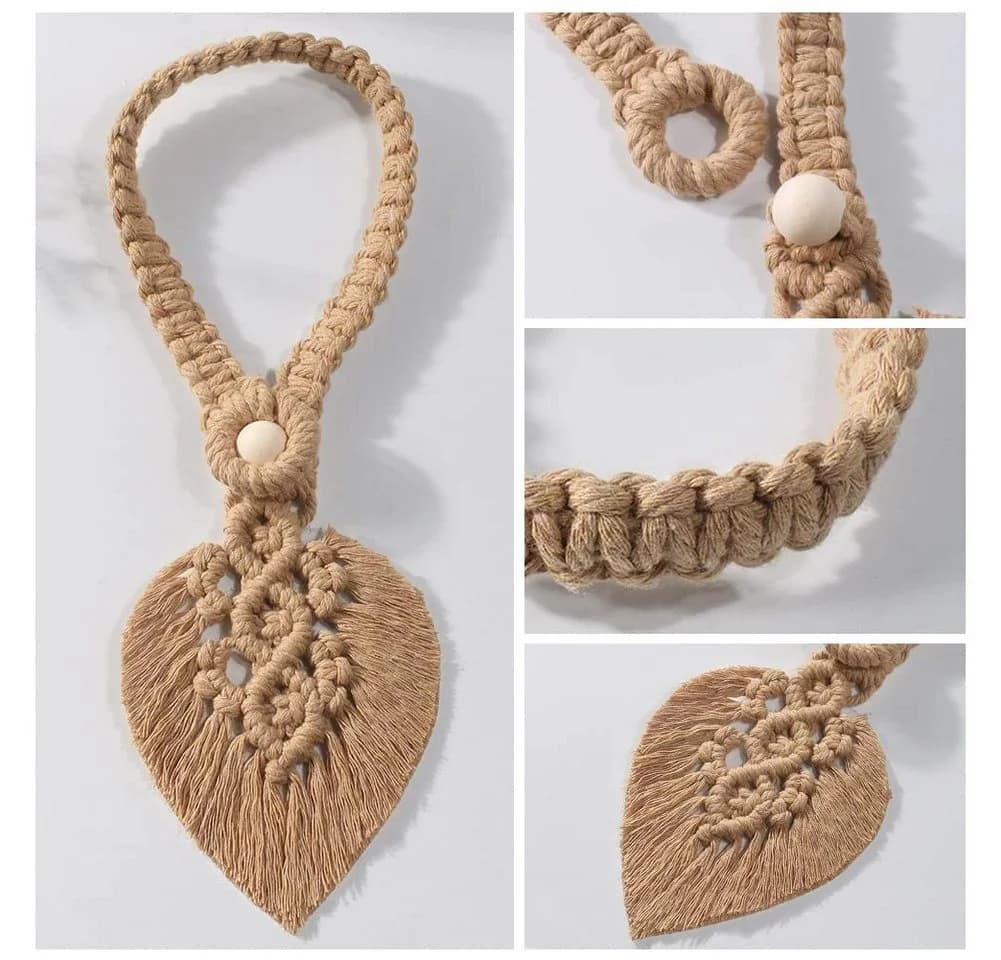 FOUORTUNATE-BEE Raffhalter 2 Stück Braunes Boho Vorhangband mit Quasten - Bild 3
