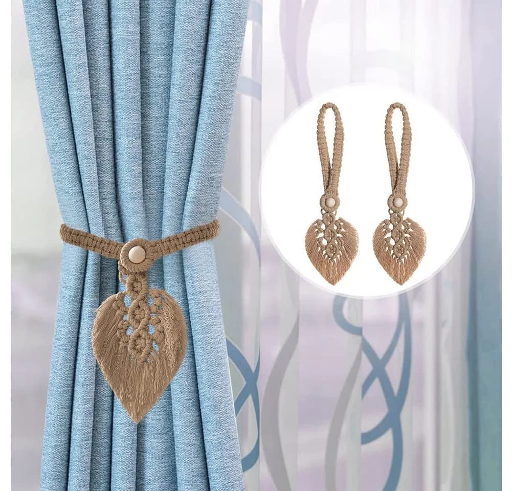 FOUORTUNATE-BEE Raffhalter 2 Stück Braunes Boho Vorhangband mit Quasten - Bild 4
