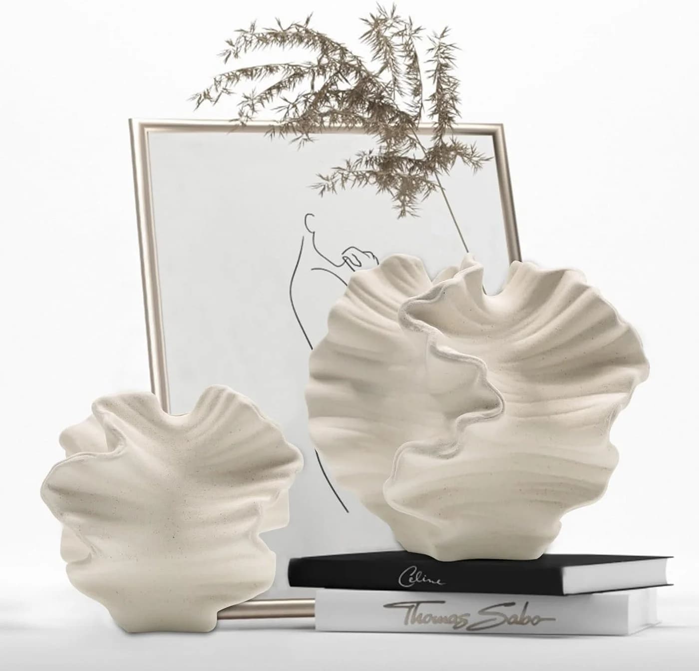 FOUORTUNATE-BEE Dekovase Keramik Beige Modern - Bild 5