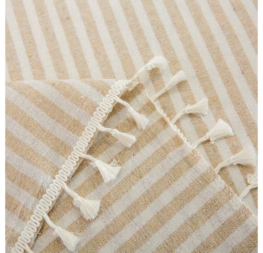 FOUORTUNATE-BEE Tischdecke Boho Beige Abwaschbar Baumwoll-Leinen