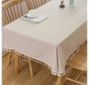 FOUORTUNATE-BEE Tischdecke Boho Beige Abwaschbar Baumwoll-Leinen Bild 2