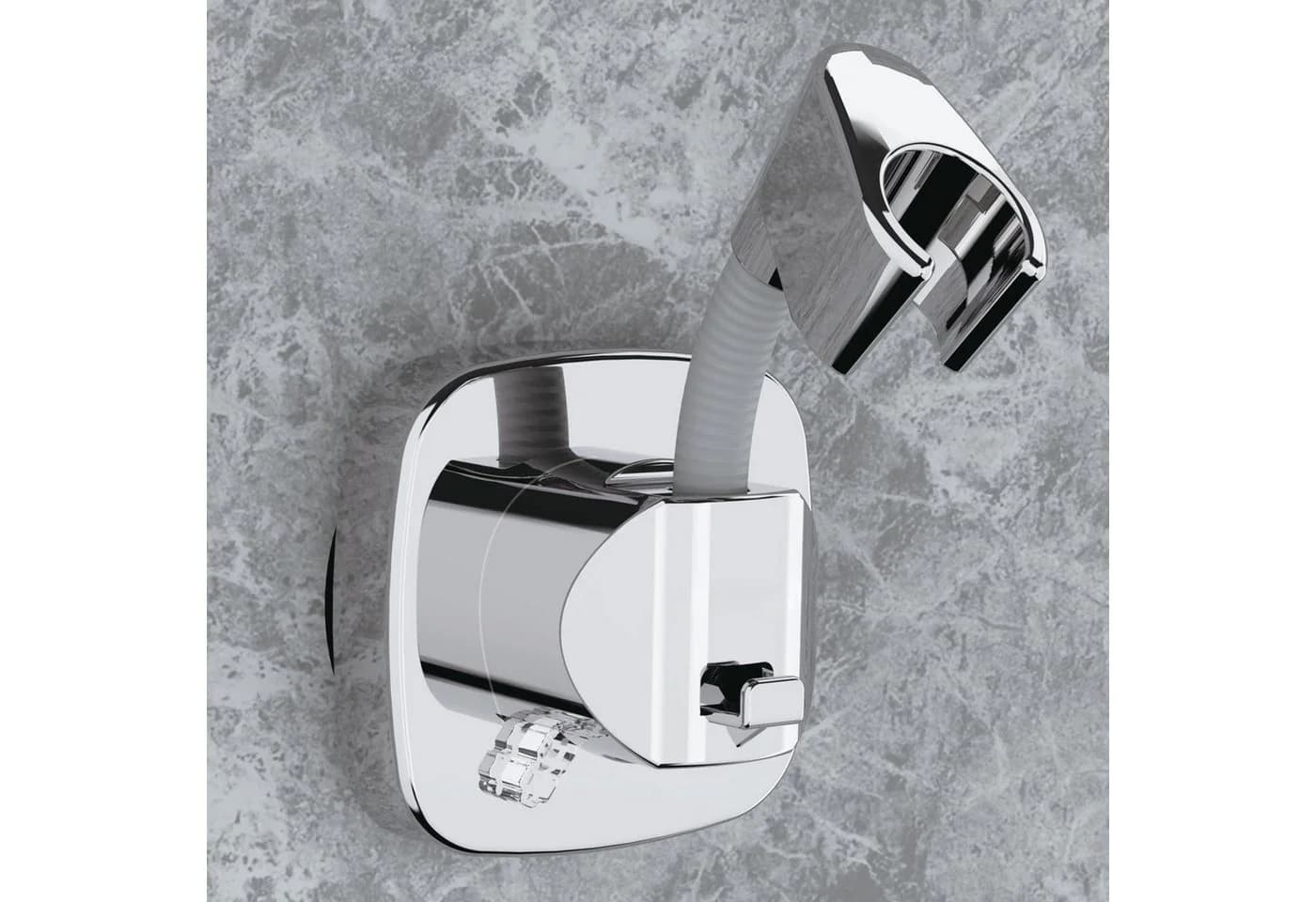 FOUORTUNATE-BEE Brausehalter 360° Drehbar mit Saugnapf Rostfrei Silber - Bild 2