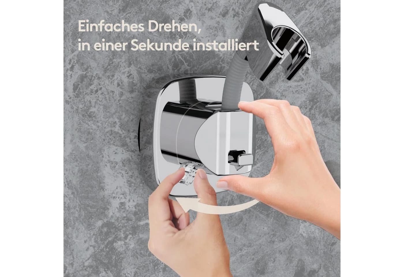 FOUORTUNATE-BEE Brausehalter 360° Drehbar mit Saugnapf Rostfrei Silber - Bild 3