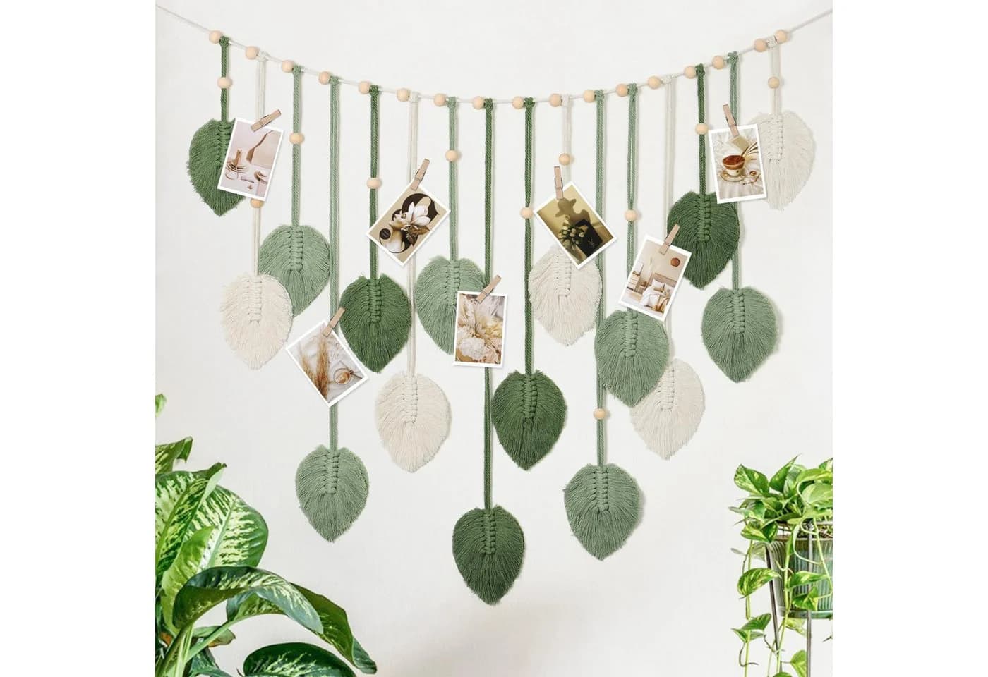 FOUORTUNATE-BEE Makramee Wandbehang Blatt Design Baumwolle - Bild 5