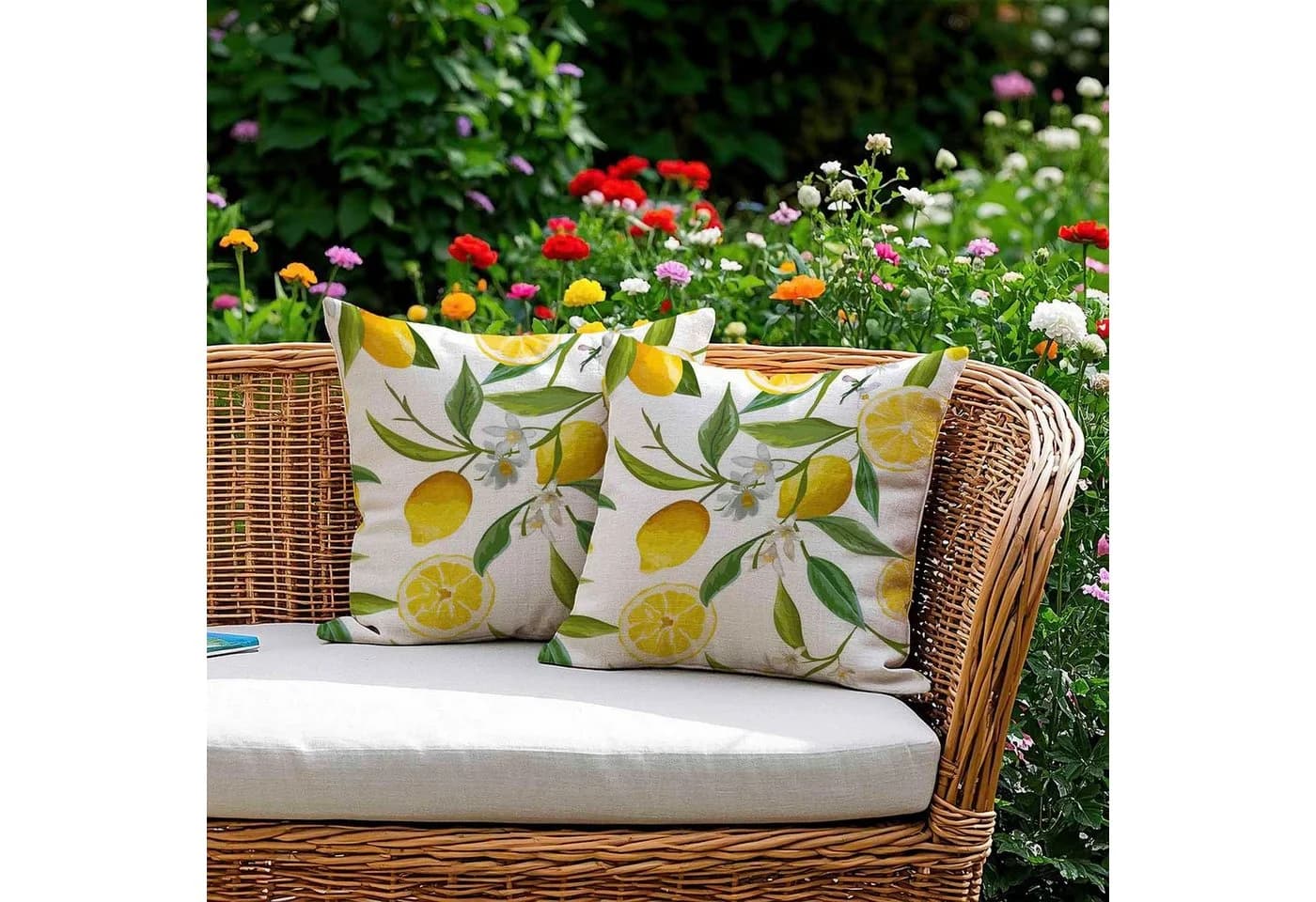 FOUORTUNATE-BEE Kissenbezug 2er Set Gelb Zitronenmotiv Polyester - Bild 4