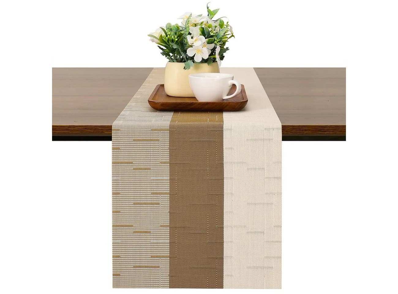 FOUORTUNATE-BEE Tischläufer PVC Modern Beige Braun - Bild 2