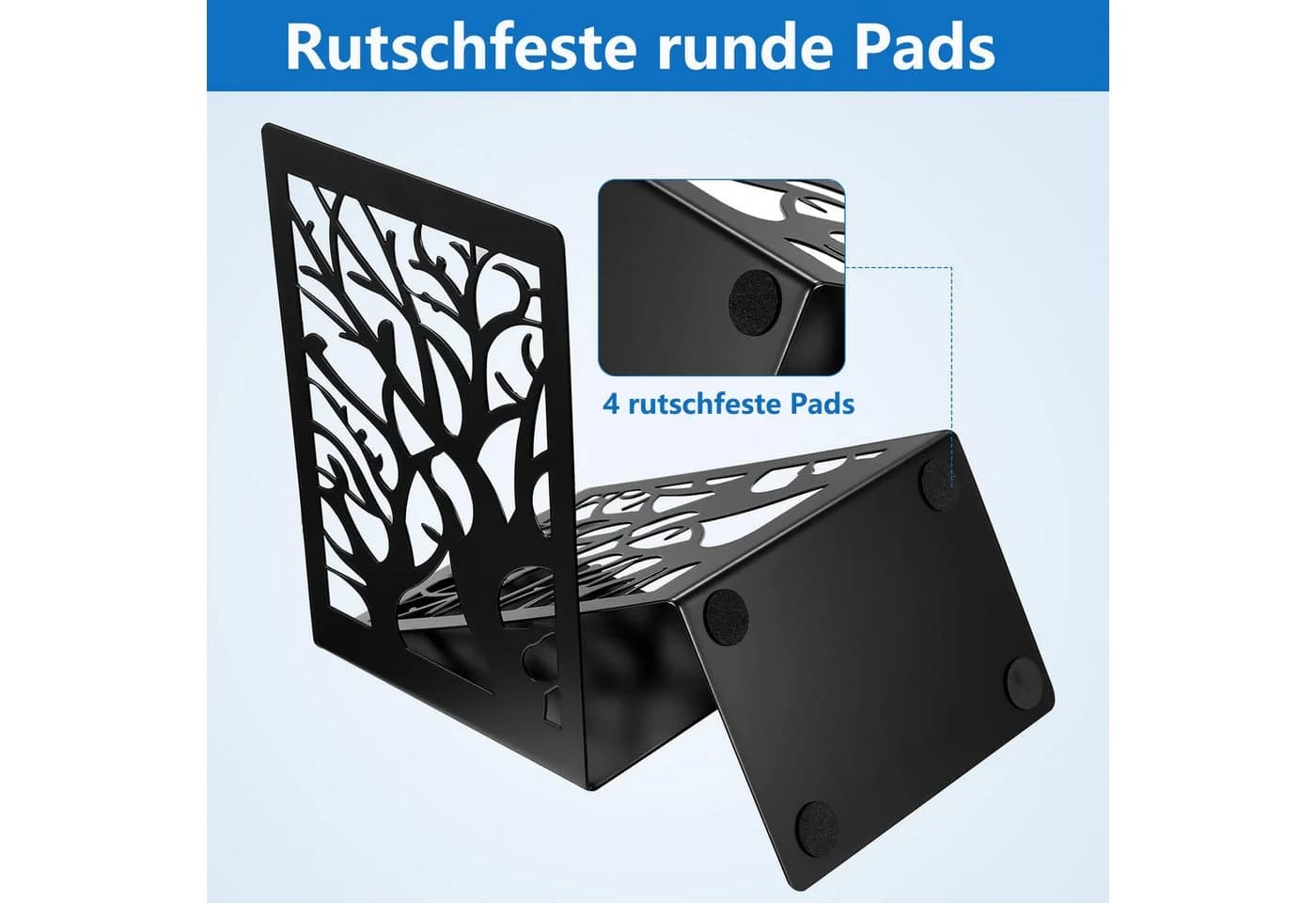 FOUORTUNATE-BEE Buchstütze Metall Schwarz, Rutschfest & Stabil - Bild 3