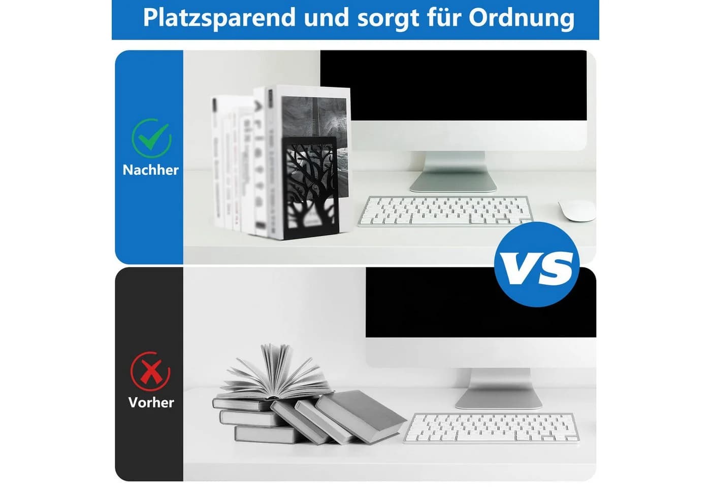 FOUORTUNATE-BEE Buchstütze Metall Schwarz, Rutschfest & Stabil - Bild 5