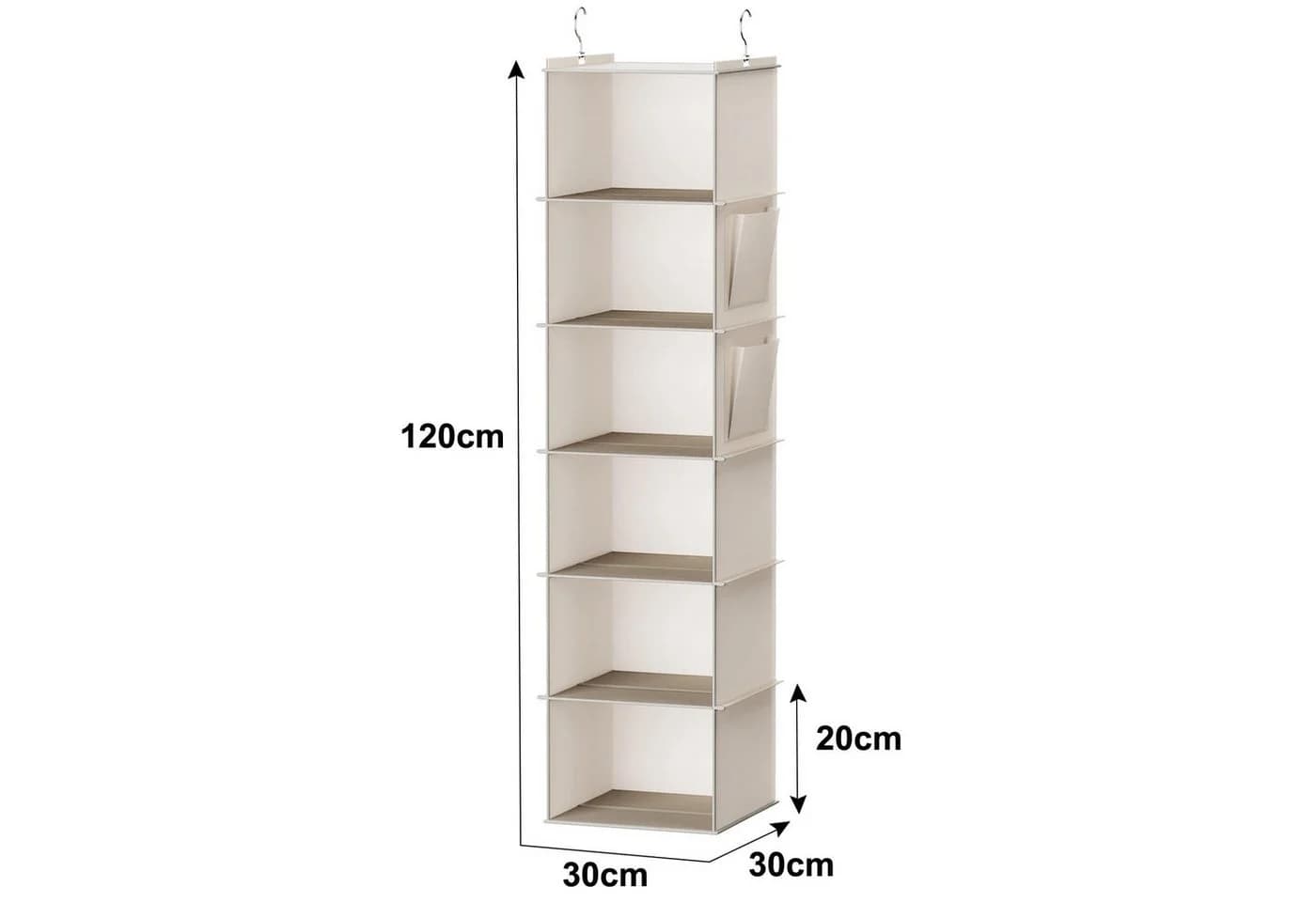 FOUORTUNATE-BEE Hängeaufbewahrung Kleiderschrank 6 Fächer Beige - Bild 3