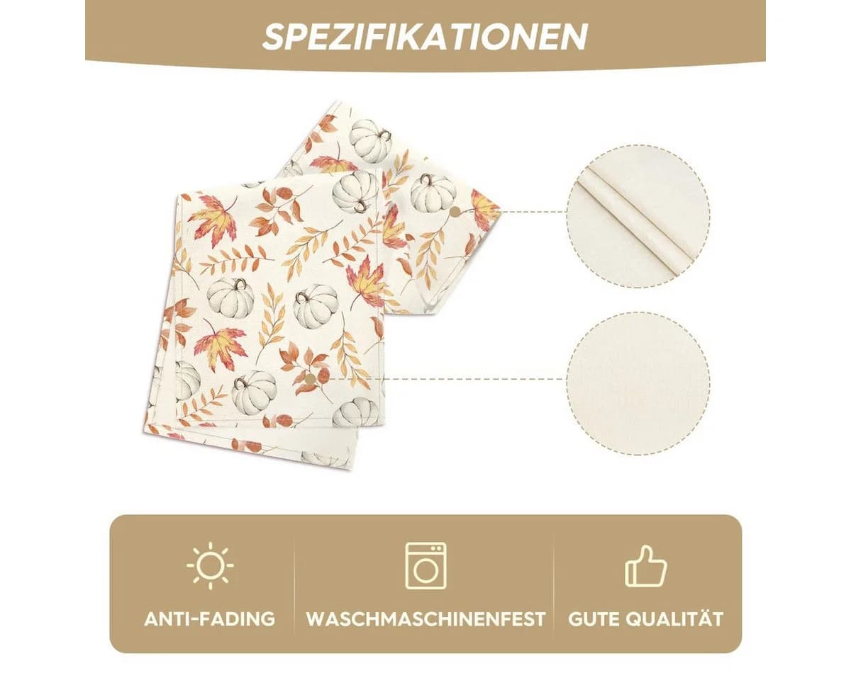FOUORTUNATE-BEE Tischläufer Herbst Polyester Kürbisse Ahornblätter - Bild 5