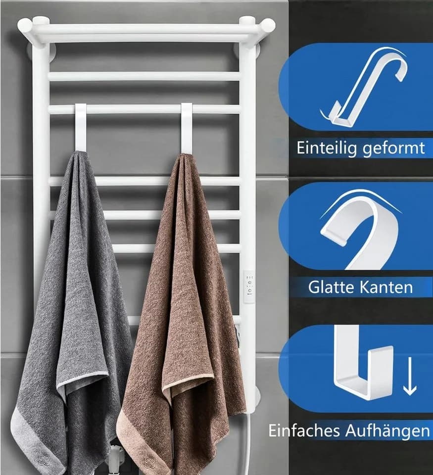 FOUORTUNATE-BEE Kleiderhaken Heizkörper Haken Set 6 tlg Weiß - Bild 4
