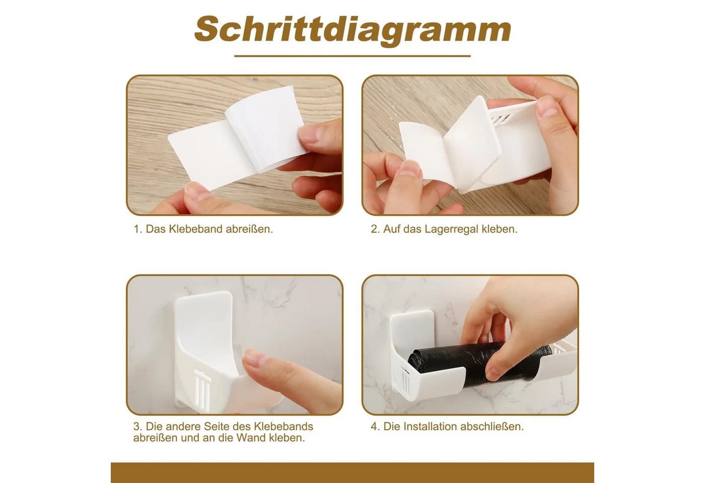 FOUORTUNATE-BEE Küchenorganizer-Set 4-tlg. Müllbeutelhalter selbstklebend - Bild 5