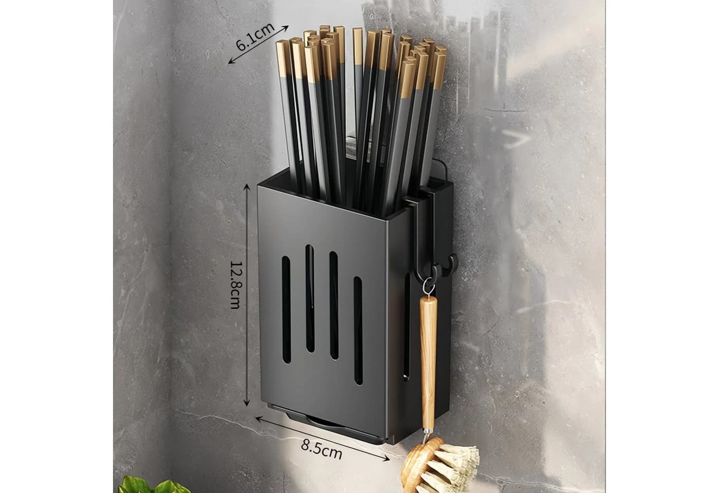 FOUORTUNATE-BEE Besteckhalter Wand Schwarz Selbstklebend