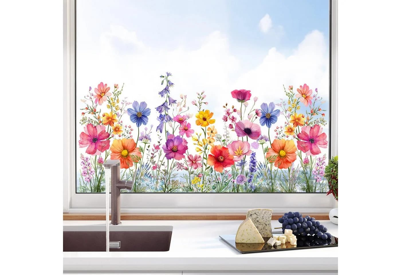 FOUORTUNATE-BEE Fensterfolie Blumen Bunt Statisch Ablösbar - Bild 2