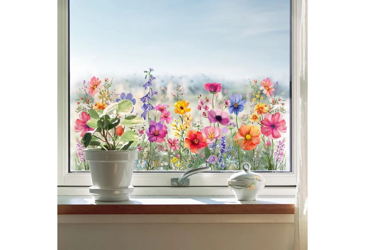 FOUORTUNATE-BEE Fensterfolie Blumen Bunt Statisch Ablösbar - Bild 5