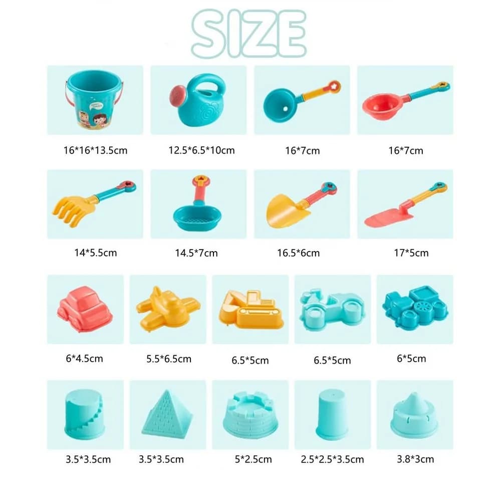 FOUORTUNATE-BEE 18-tlg. Sandform-Set Kinder Bunt Strandspielzeug - Bild 5