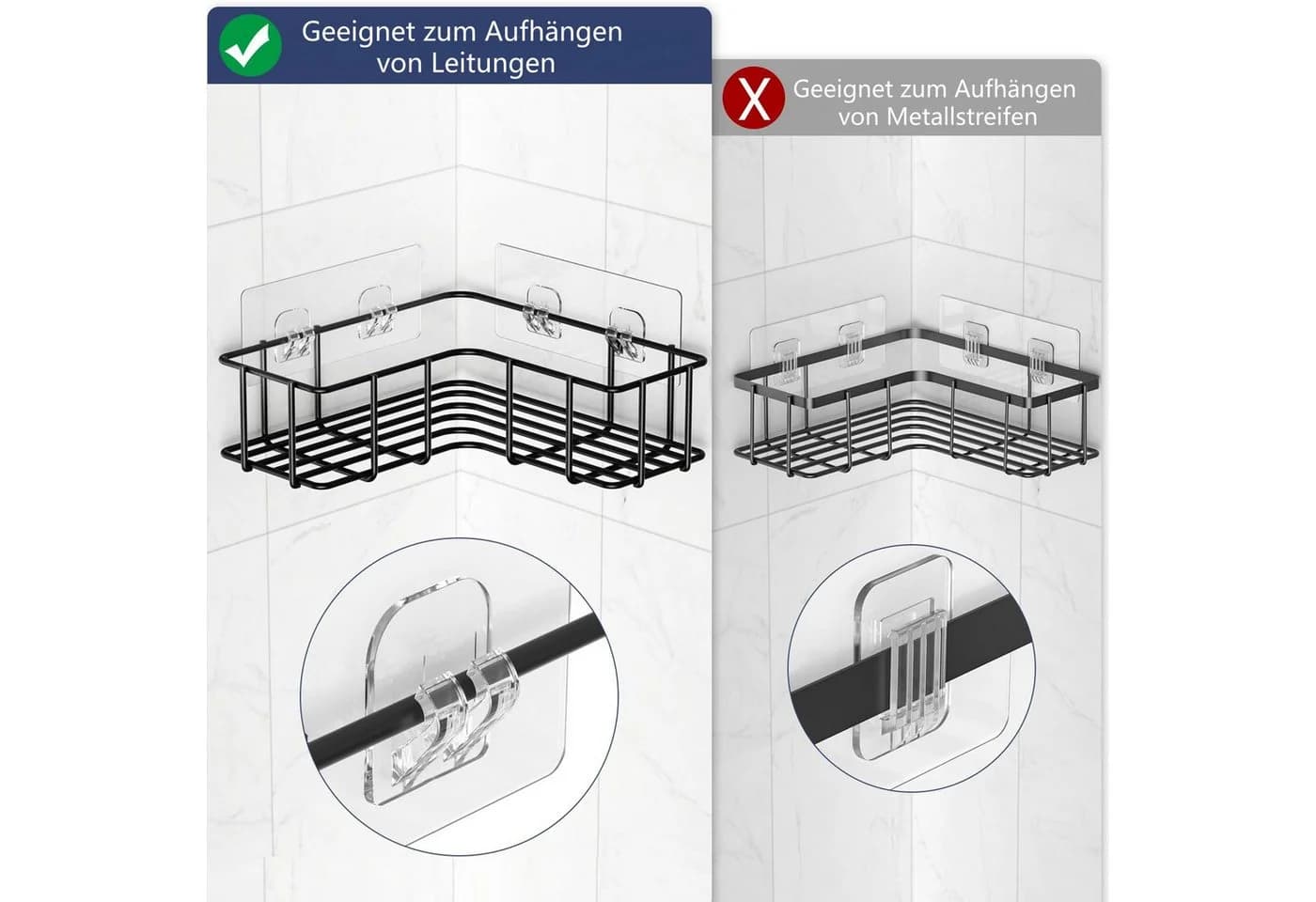 FOUORTUNATE-BEE Klebehaken 6er Set Transparent für Duschregal - Bild 5