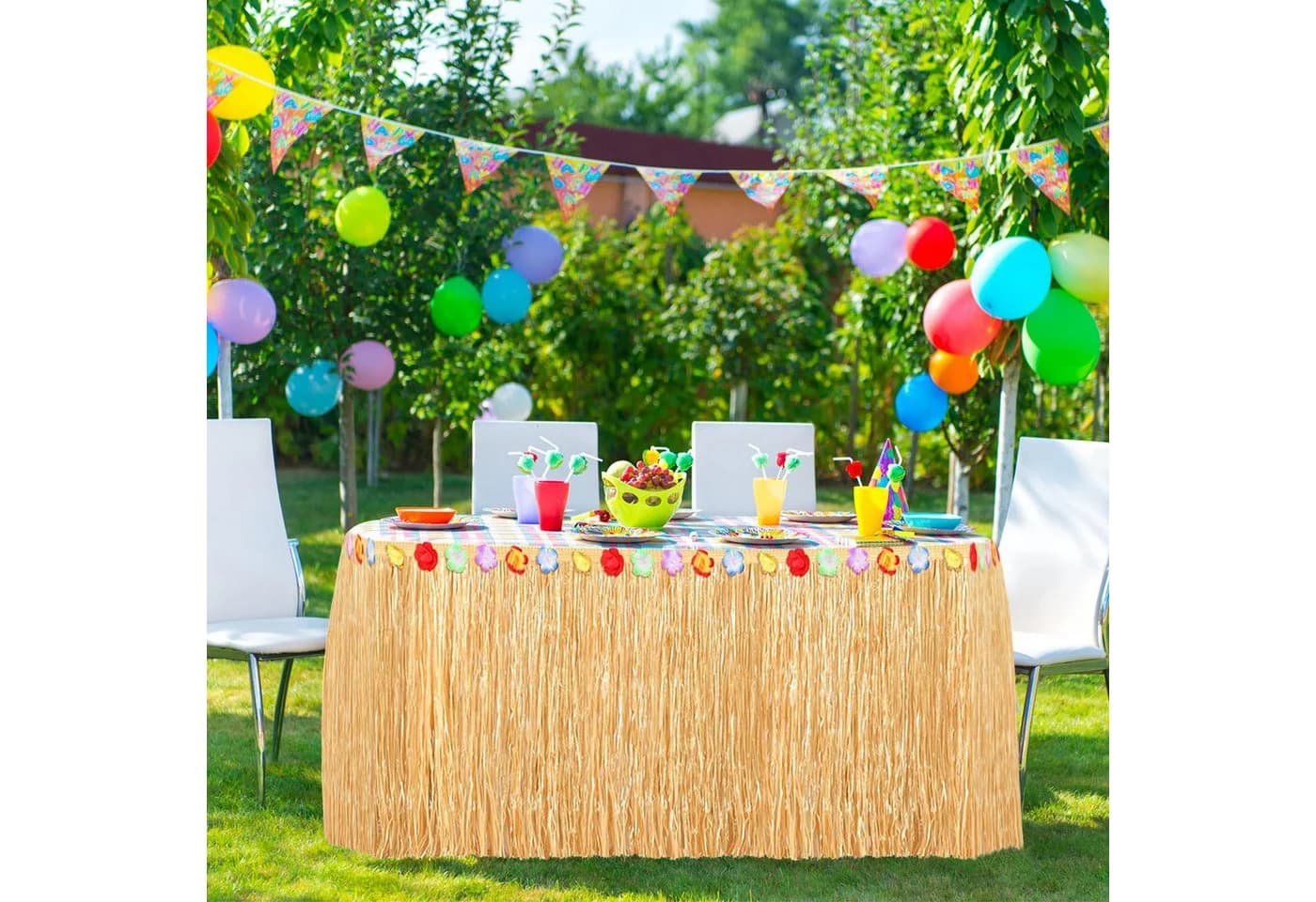 FOUORTUNATE-BEE Hawaii Tischrock 300x75 cm mit Blumen - Bild 3