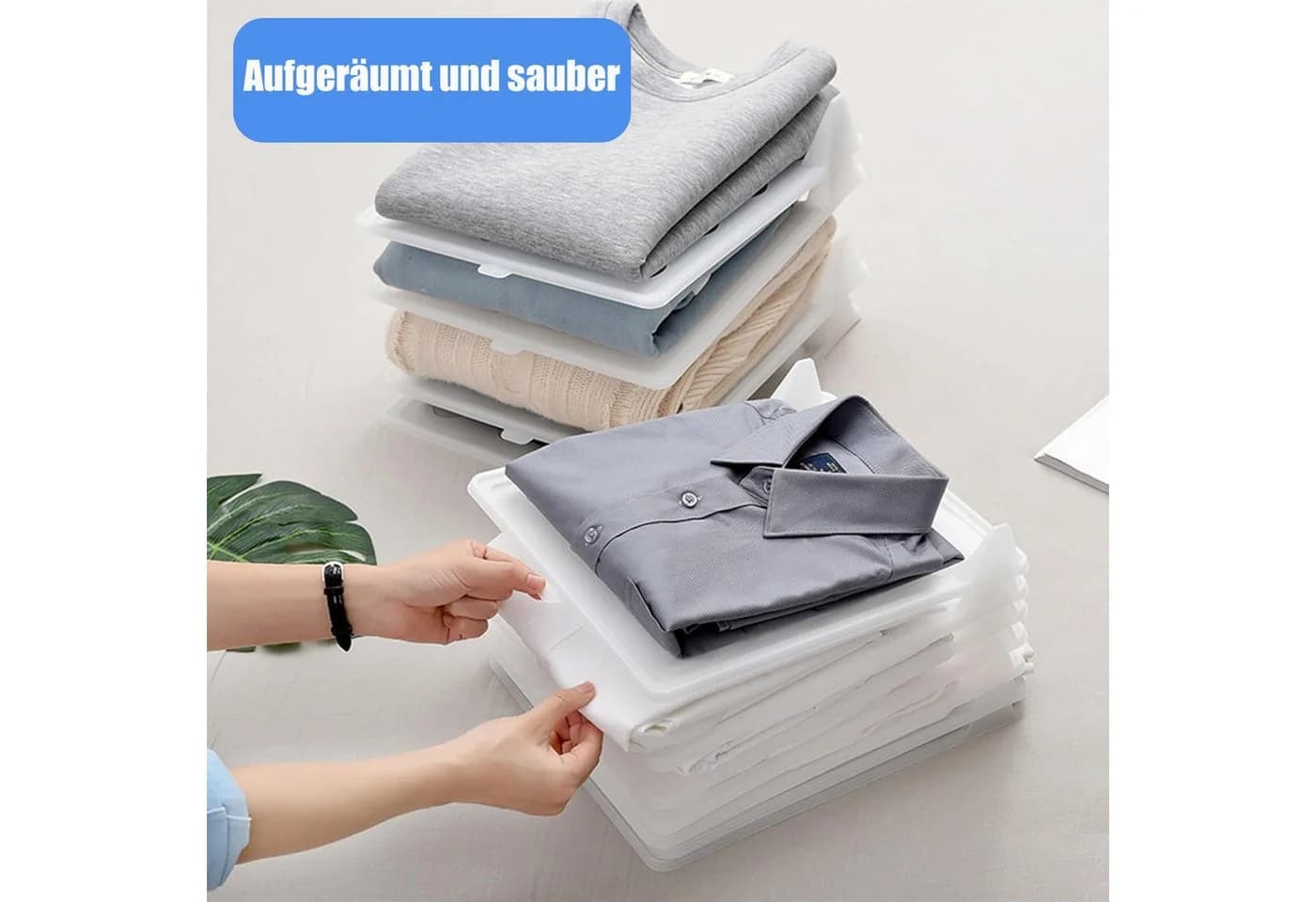 FOUORTUNATE-BEE Stapelbare T-Shirt Organizer Aufbewahrungsbox Set (10 St)