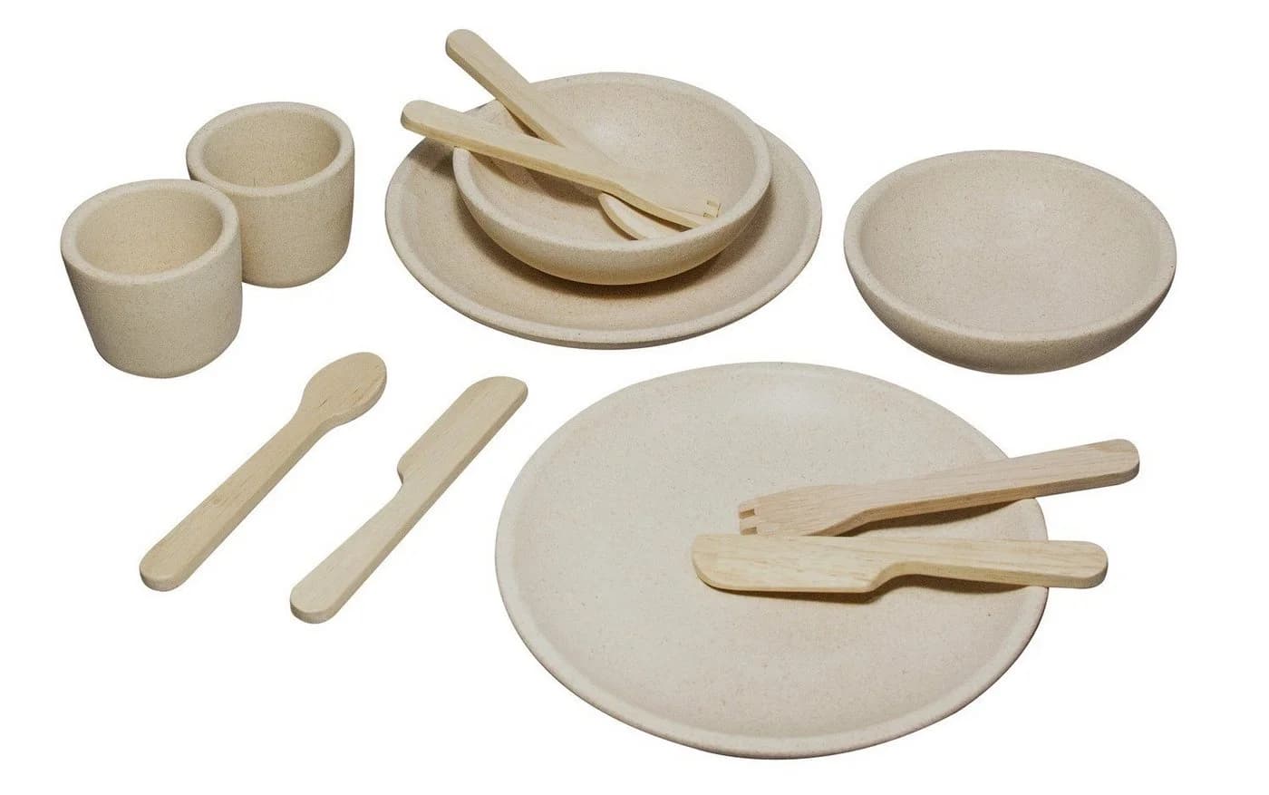 Plantoys Spielgeschirr Geschirrset 12-teilig Beige Holz - Bild 2