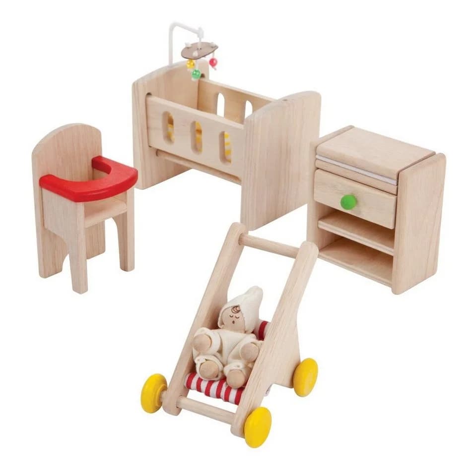 Plantoys Puppenhausmöbel Schlafzimmer Baby Bunt