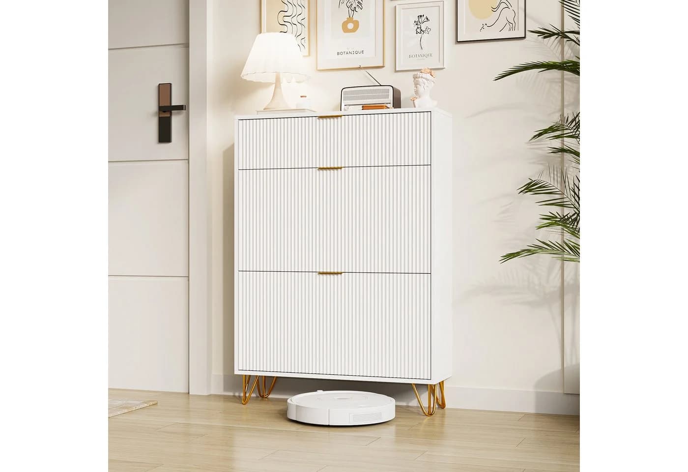 Simurq Schuhschrank Weiß mit Klappdeckel - Bild 3