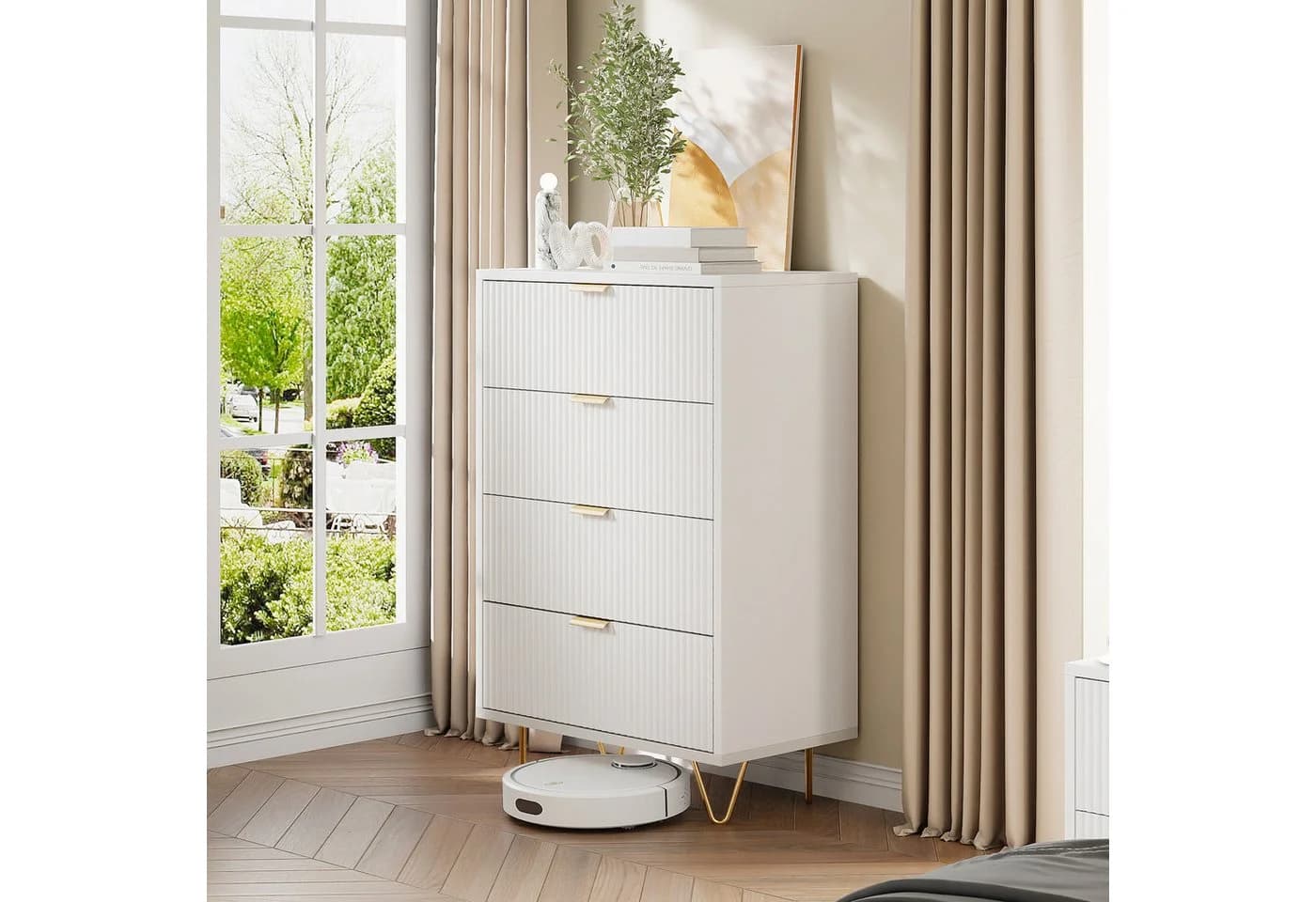 Simurq Kommode Weiß Modern mit Füßen - Bild 3