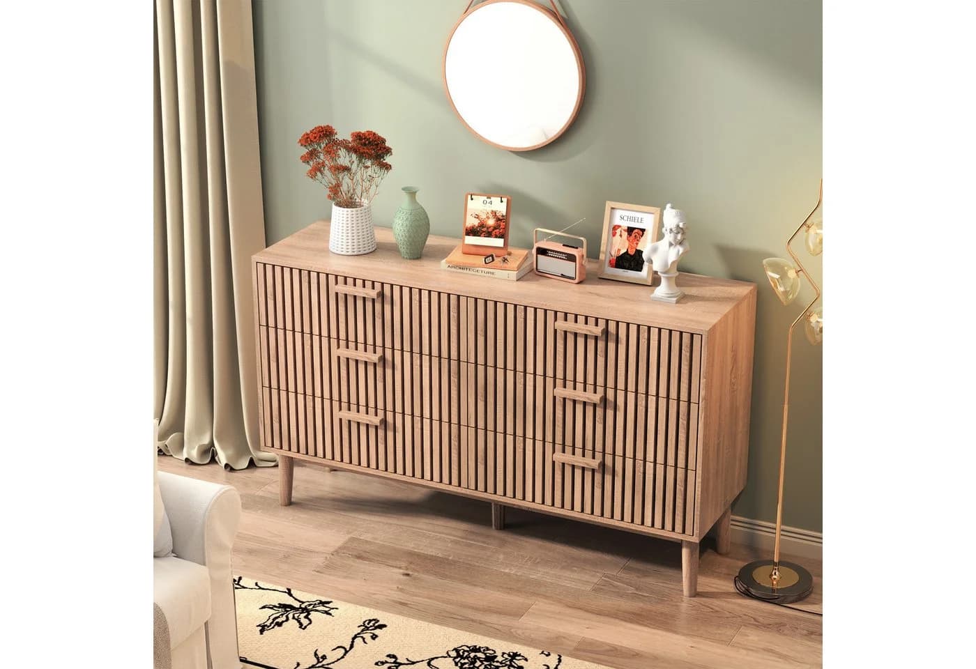 Simurq Kommode mit 4/6 Schubladen, Holzoptik, Dämpfungsschienen - Bild 4