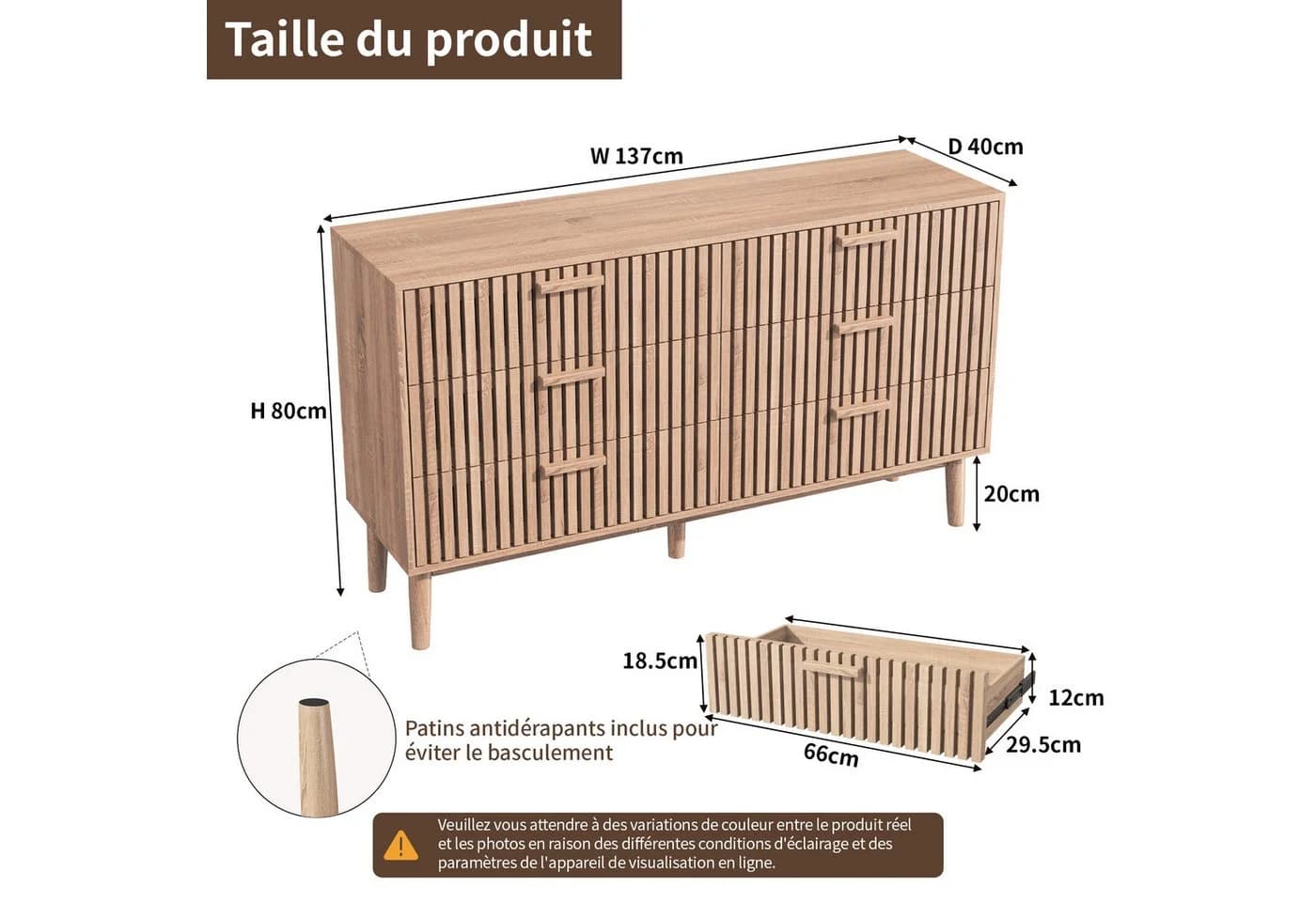 Simurq Kommode mit 4/6 Schubladen, Holzoptik, Dämpfungsschienen - Bild 5