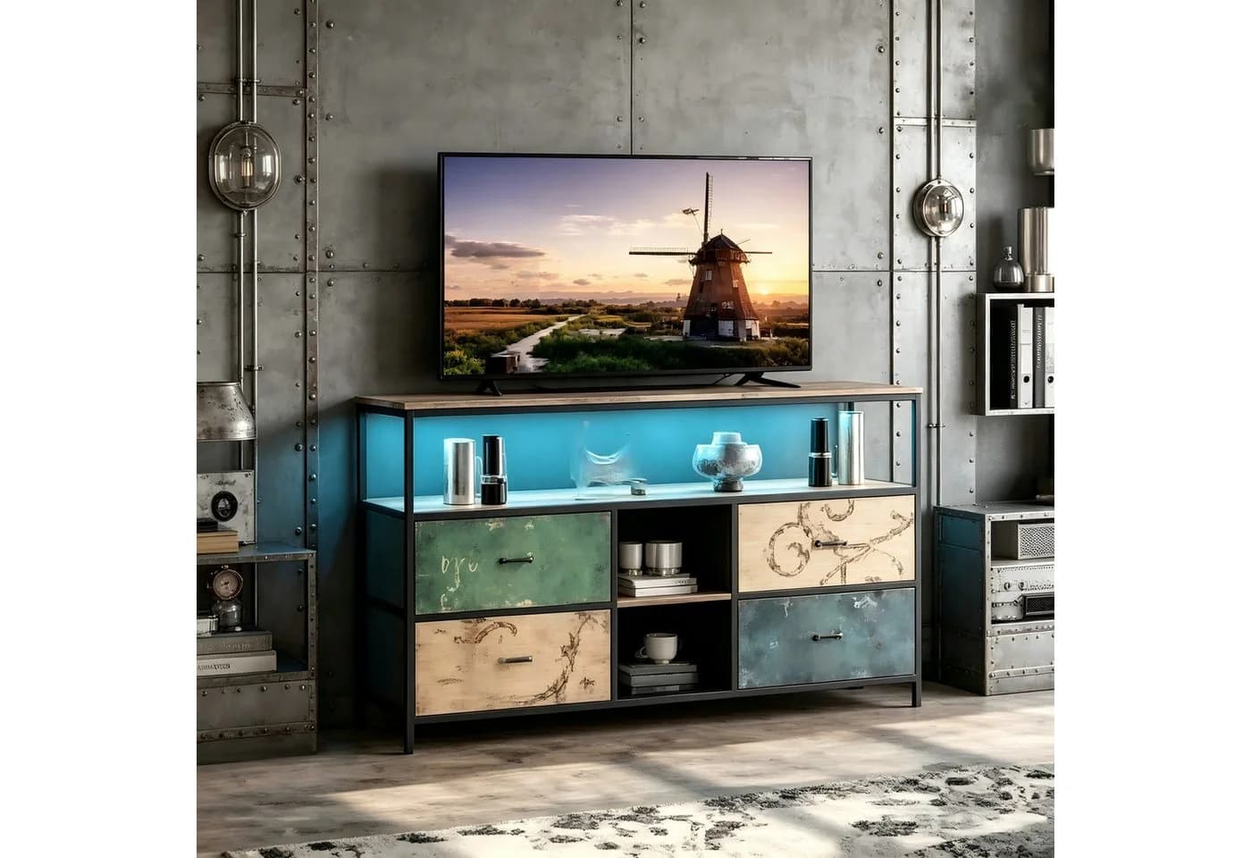 Simurq TV-Schrank Lowboard mit LED und 4 Schubladen - Bild 2