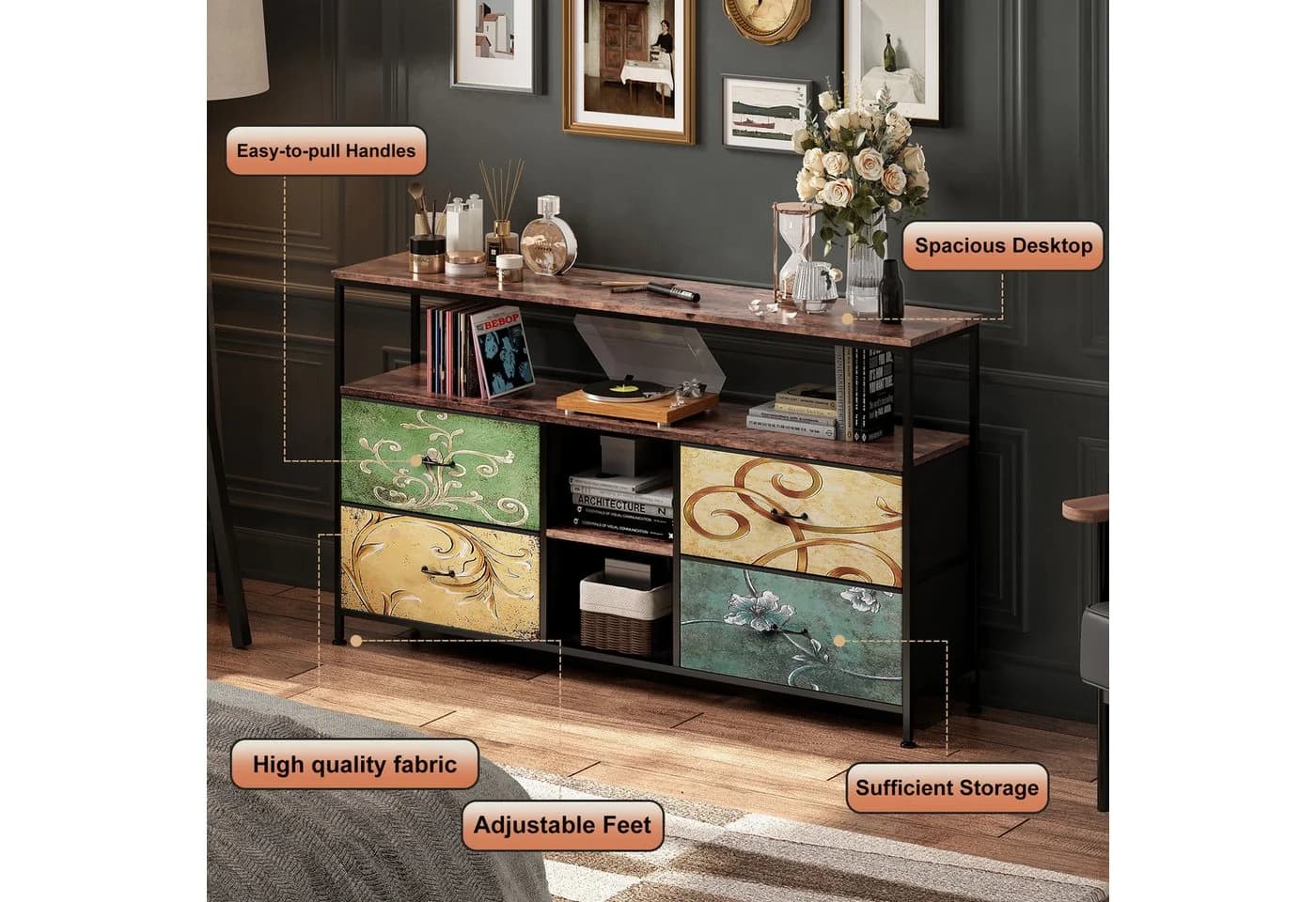 Simurq TV-Schrank Lowboard mit LED und 4 Schubladen - Bild 5