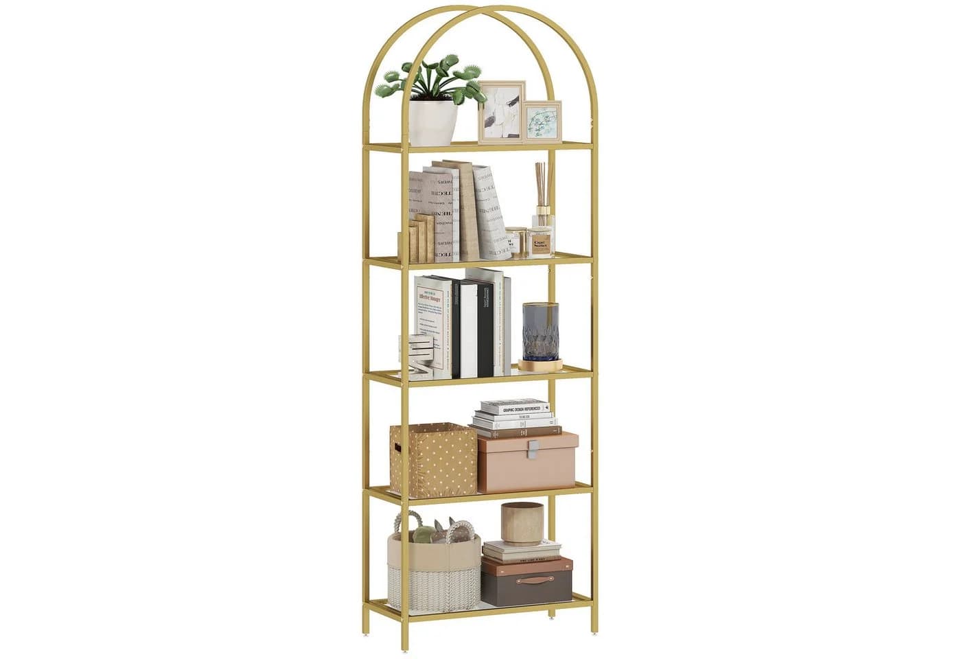 MC Star Bücherregal 5-stufig Gold Stahlrahmen Glas - Bild 2