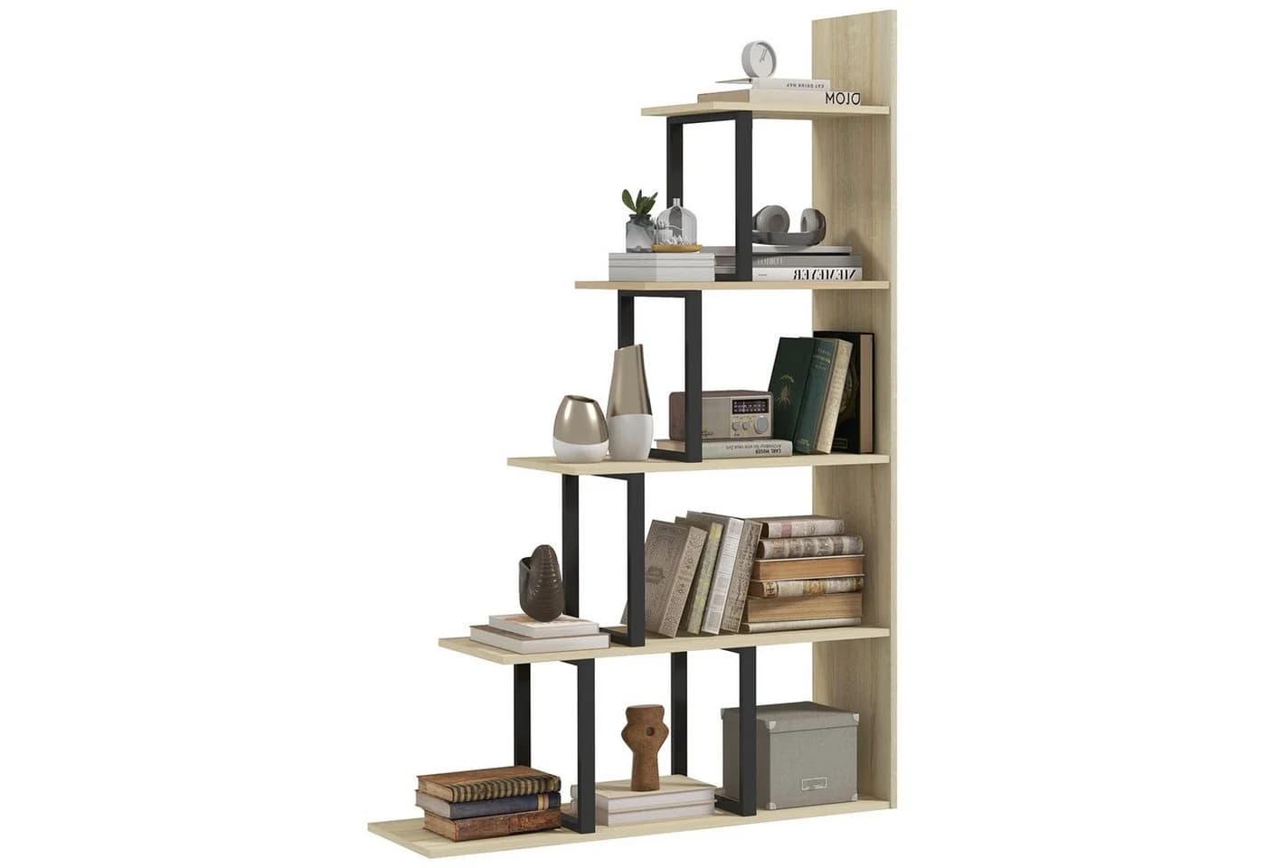 MC Star Bücherregal Stufenregal Industriestil 5 Ablagen Eichenoptik - Bild 2