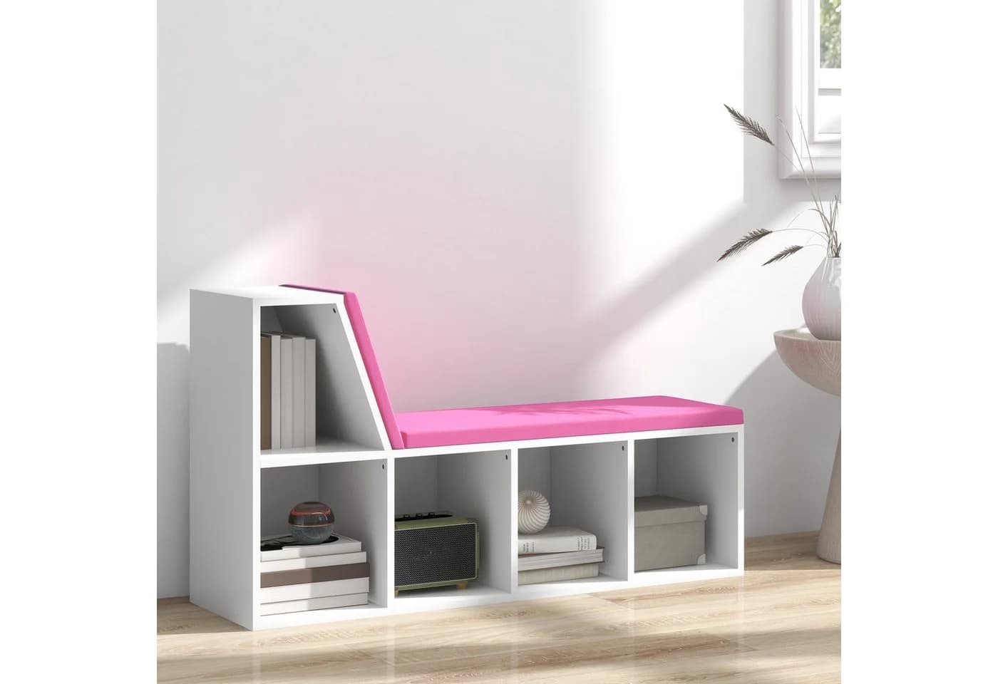 MC Star Bücherregal 2-in-1 mit 5 Fächern und Kissen Weiß/Rosa - Bild 4