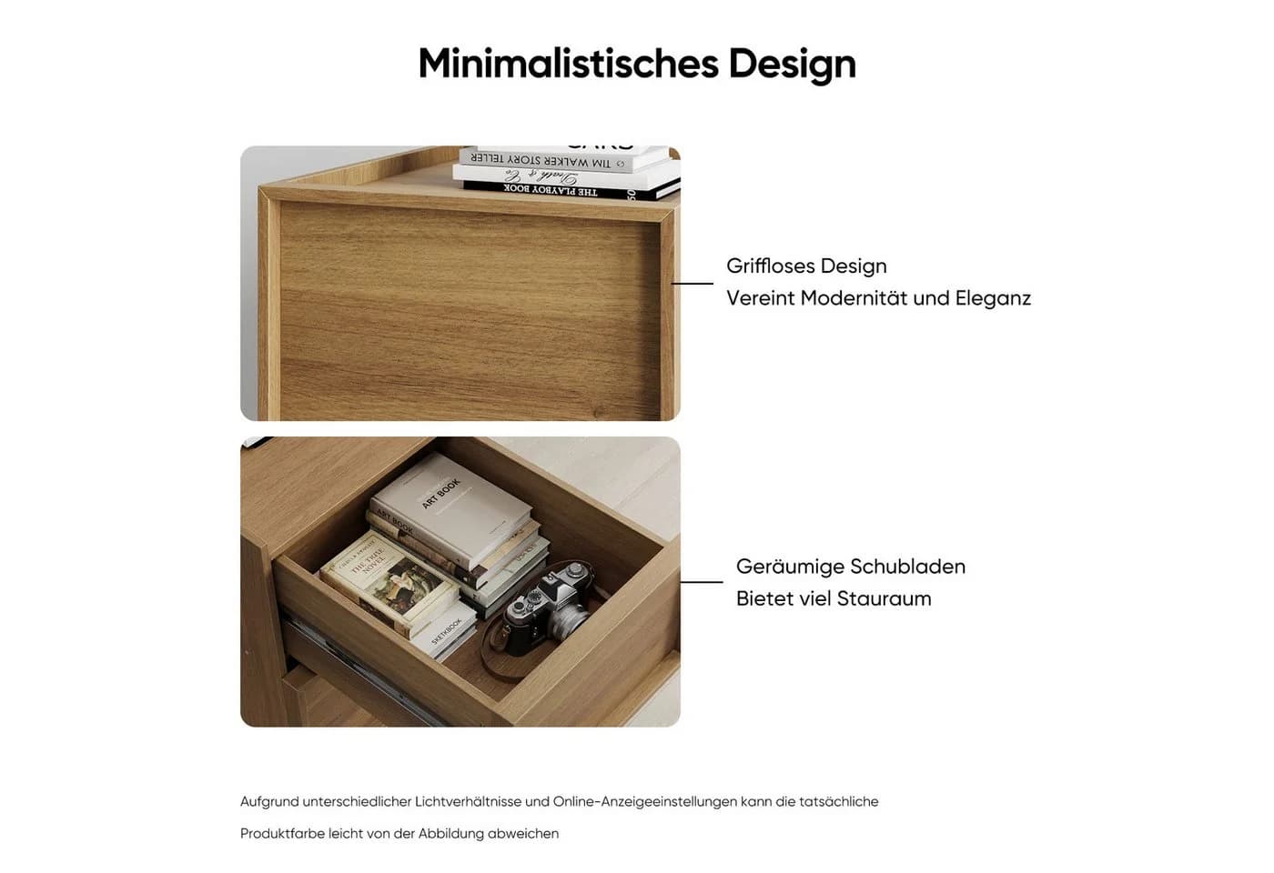 MC Star Nachttisch Modern Eiche Braun Grifflose Schubladen - Bild 3