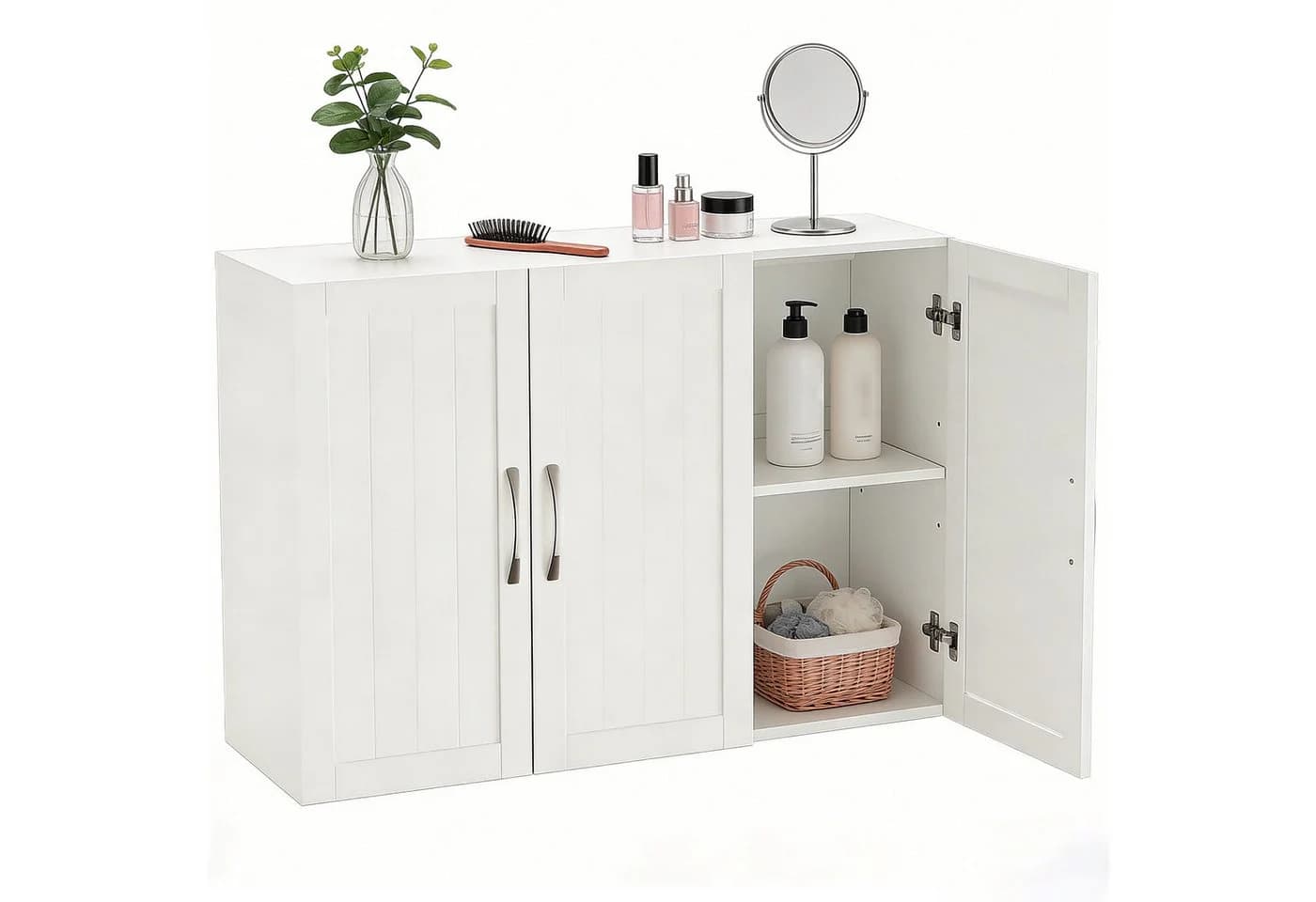 DUMOS Badkommode Badezimmerschrank mit 3 Türen Weiß - Bild 2