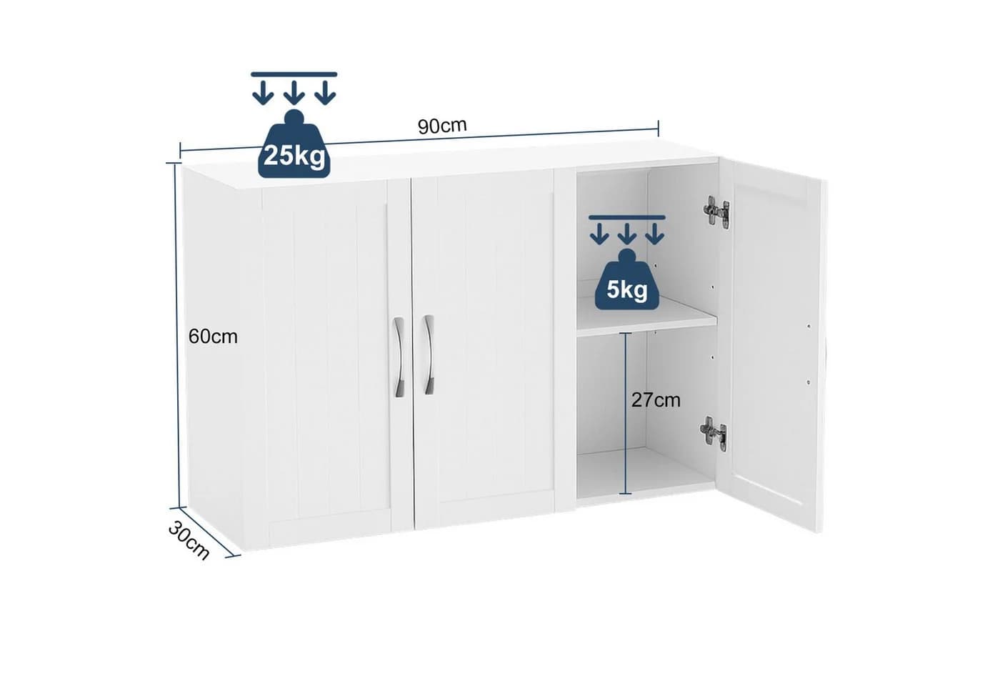 DUMOS Badkommode Badezimmerschrank mit 3 Türen Weiß - Bild 4