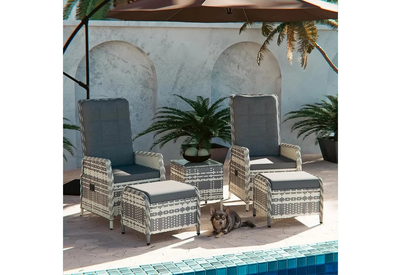 GOTLAND Gartenlounge-Set 5-tlg. Rattan Outdoor - Bild 2