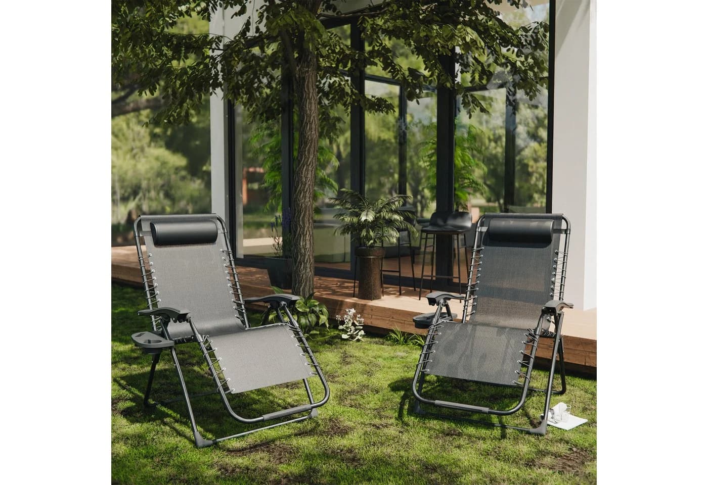 GOTLAND Klappstuhl Stuhl-Set Grau Schwarz 2 St - Bild 2