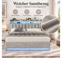 Simurq Polsterbett 140x200 cm Grau mit LED & Stauraum Bild 3
