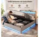 Simurq Polsterbett 140x200 cm Grau mit LED & Stauraum Bild 5