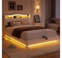 Simurq Polsterbett Beige mit LED, Ladefunktion & Bettkasten Bild 2