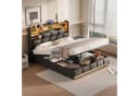Simurq Stauraumbett Polsterbett 140x200 Schwarz mit LED & USB Bild 1