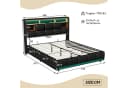 Simurq Stauraumbett Polsterbett 140x200 Schwarz mit LED & USB Bild 3