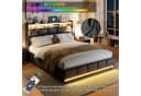 Simurq Stauraumbett Polsterbett 140x200 Schwarz mit LED & USB Bild 4