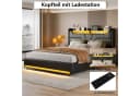 Simurq Stauraumbett Polsterbett Schwarz mit LED Kopfteil und USB-Anschluss Bild 4